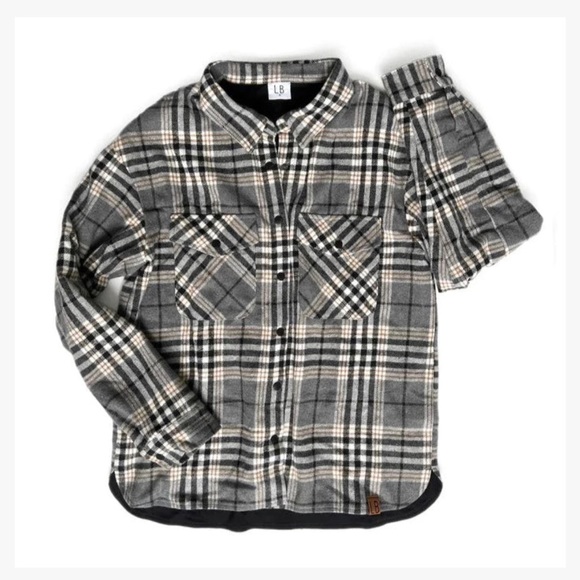 Little Bipsy Adult Flannel Shacket - Ash - Picture 4 of 7